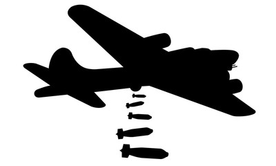 bomber plane silhouette isolated - 134408817
