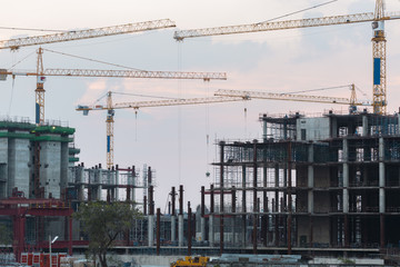 evening time of construction site