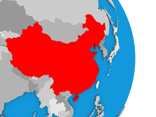 Fototapeta premium China on globe