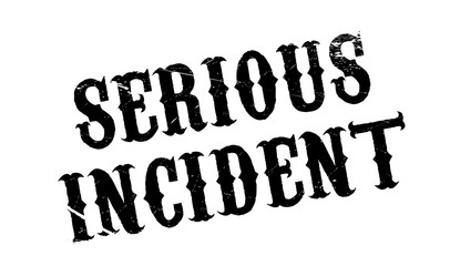 Serious Incident rubber stamp. Grunge design with dust scratches. Effects can be easily removed for a clean, crisp look. Color is easily changed.