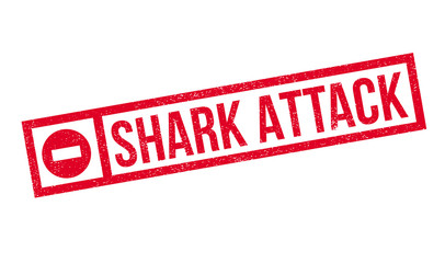 Fototapeta premium Shark Attack rubber stamp. Grunge design with dust scratches. Effects can be easily removed for a clean, crisp look. Color is easily changed.
