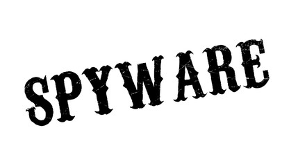 Spyware rubber stamp. Grunge design with dust scratches. Effects can be easily removed for a clean, crisp look. Color is easily changed.