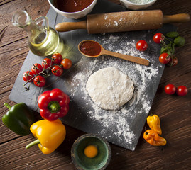 Homemade italian pizza preparation