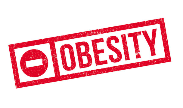 Obesity rubber stamp. Grunge design with dust scratches. Effects can be easily removed for a clean, crisp look. Color is easily changed.