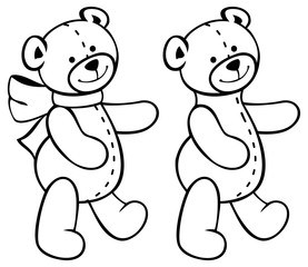 Cute teddy bears. Children toys. Vector clip art.