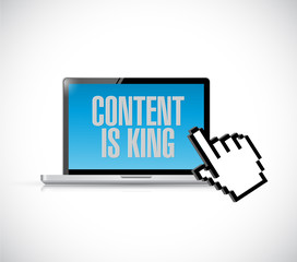 Computer, content is king sign concept