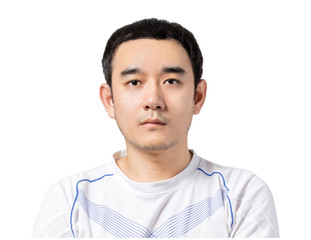 Portrait of an asian man. Isolated on white background