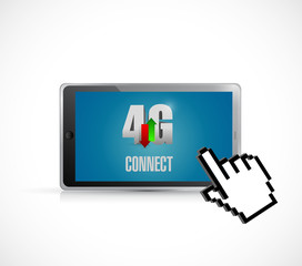 4g connection on a tablet and cursor