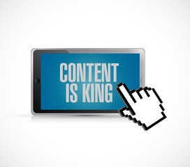 tablet, content is king sign concept