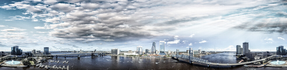 Obraz premium Amazing sunset aerial skyline of Jacksonville, FL