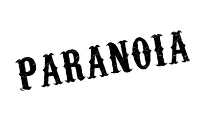 Paranoia rubber stamp. Grunge design with dust scratches. Effects can be easily removed for a clean, crisp look. Color is easily changed.