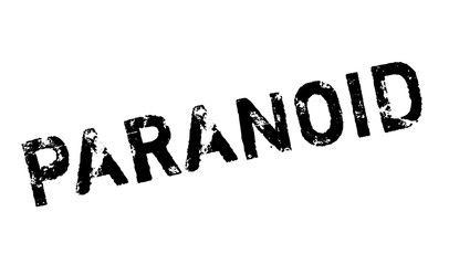 Paranoid rubber stamp. Grunge design with dust scratches. Effects can be easily removed for a clean, crisp look. Color is easily changed.