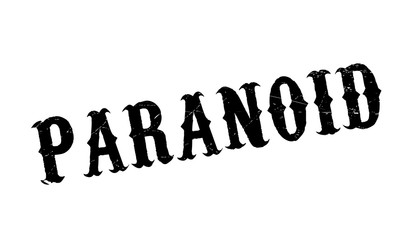 Paranoid rubber stamp. Grunge design with dust scratches. Effects can be easily removed for a clean, crisp look. Color is easily changed.