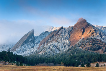 Seasons First Snow on the Flatirons
