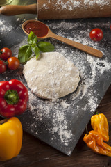 Fresh an tasty homemade pizza preparation