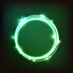 Abstract glowing green background with circles
