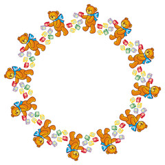 Cute teddy bears. Children toys. Vector clip art.