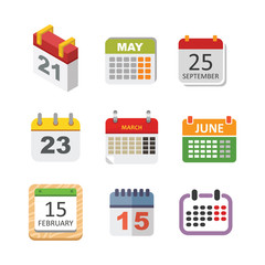 Vector calendar icon set.