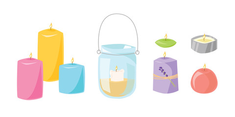 Vector candle with fire.