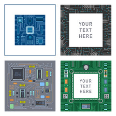 Computer IC chip template vector illustration.