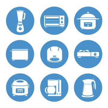 Appliances in the kitchen  icons set