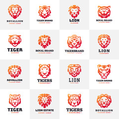 Tiger and lions face logo badge