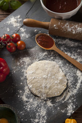 Fresh an tasty homemade pizza preparation