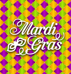 Pattern Background with Ornamental Text for Mardi Gras