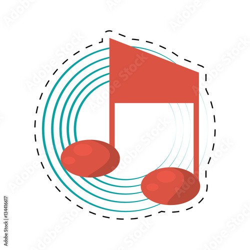 "quaver note musical dotted line vector illustration eps 10" Stock