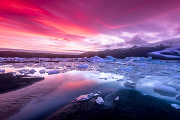 Icebergs in Jokulsarlon glacial lagoon