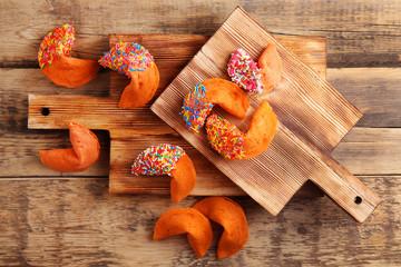Fortune cookies  on wooden background