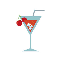cocktail cherry alcohol ice straw vector illustration eps 10