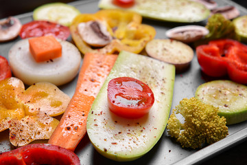 Sliced raw vegetables, closeup