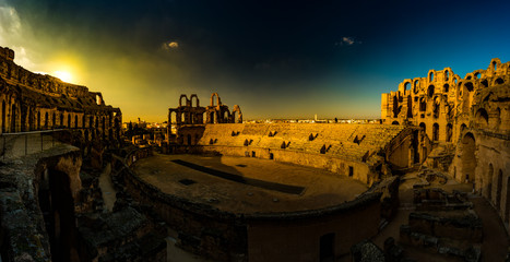 Ruins of the largest colosseum in in North Africa. El Jem,Tunisia. - 134418600