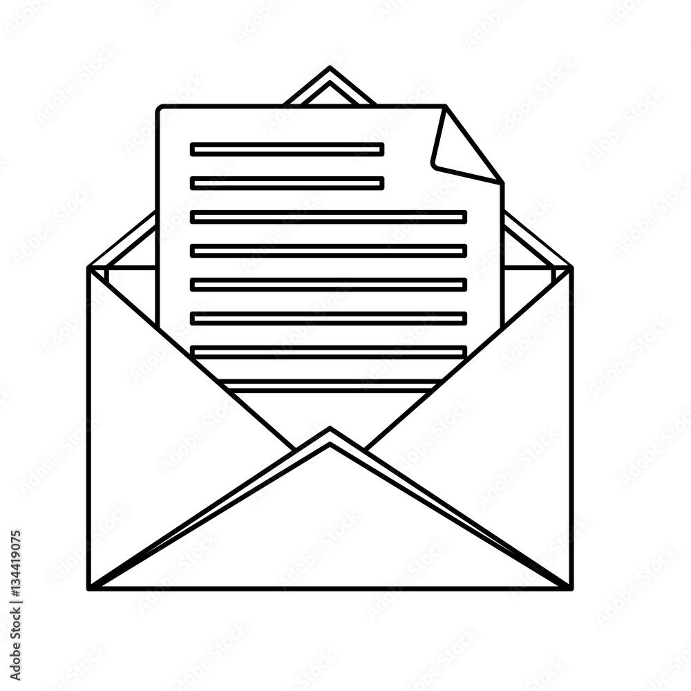 Poster message envelope mail icon image simple black line vector illustration design