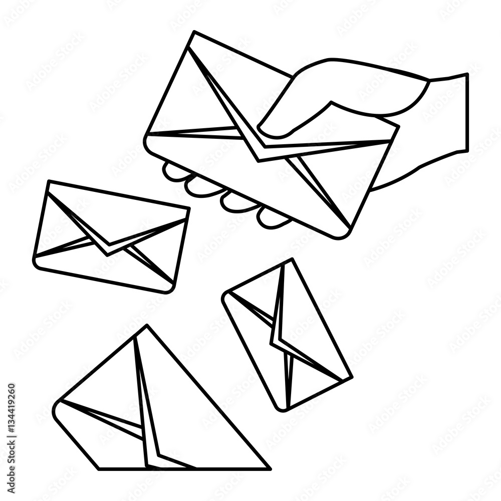 Poster message envelope mail icon image simple black line vector illustration design