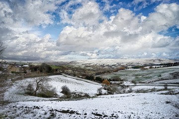Snow on the Pennine Hills in North West England