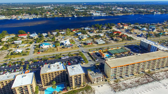 PANAMA CITY, FL - FEBRUARY 2016: Aerial view of coastline. Panam