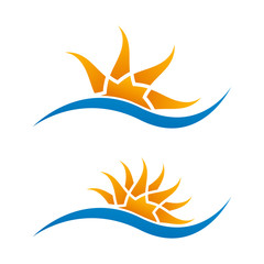Sun wave logo. Travel logo template.