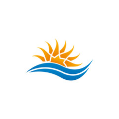 Sun wave logo. Travel logo template.
