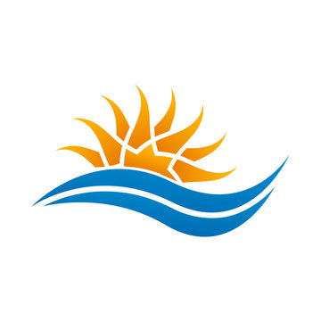 Sun wave logo. Travel logo template.
