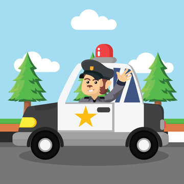 monkey police patrol illustration design