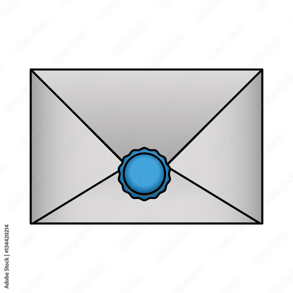 Poster message envelope with decorated seal mail icon image vector illustration design