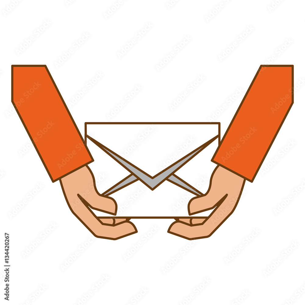 Poster hand and message envelope mail icon image vector illustration design