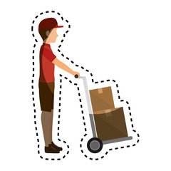 delivery worker service icon vector illustration design