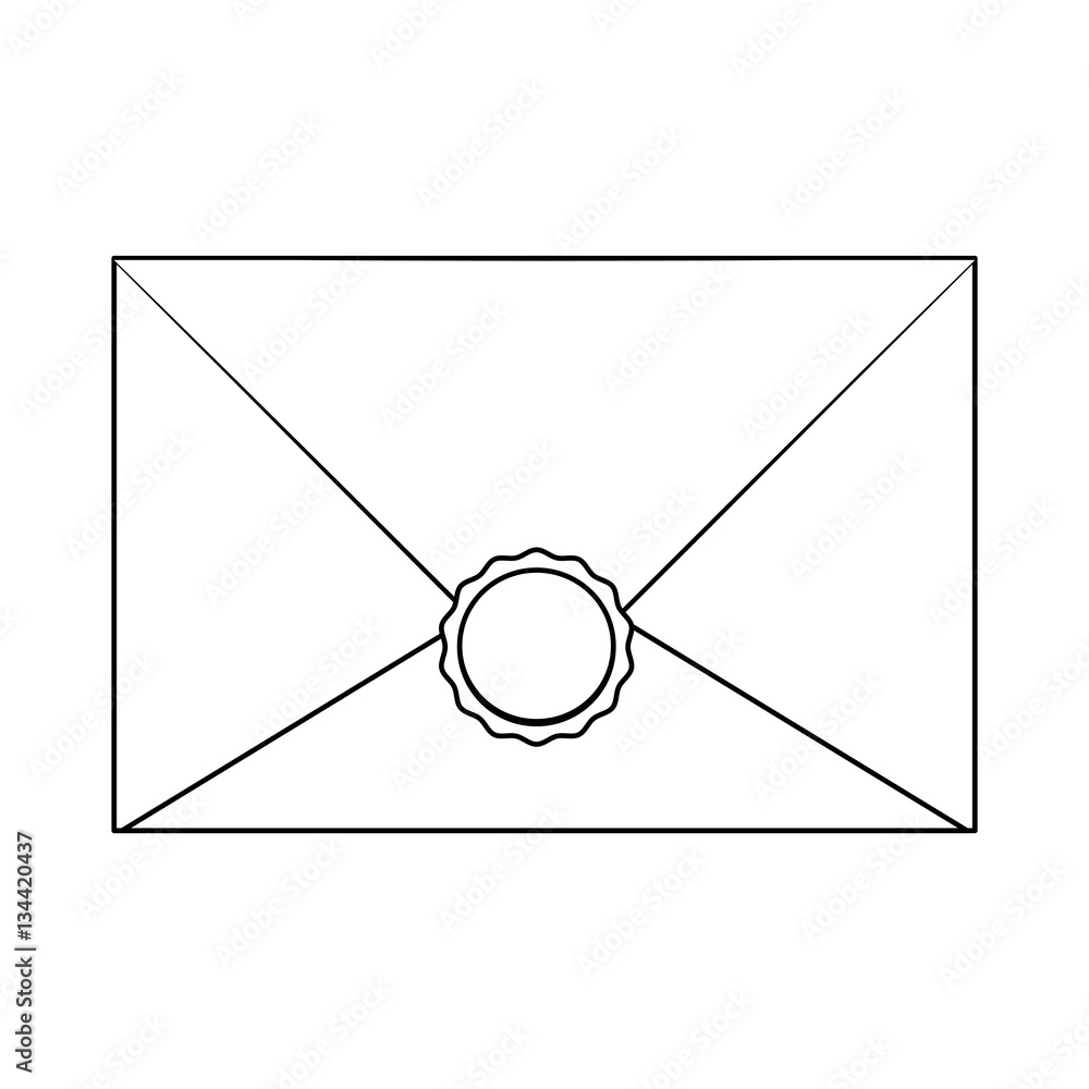 Poster message envelope with decorated seal mail icon image vector illustration design