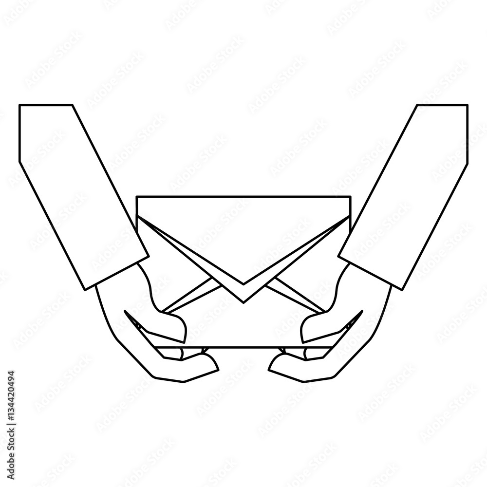 Poster hand and message envelope mail icon image vector illustration design