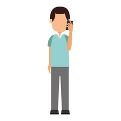 man avatar character with smartphone vector illustration design