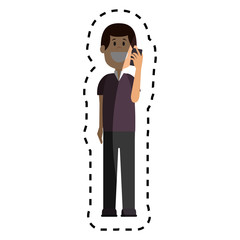 man avatar character with smartphone vector illustration design
