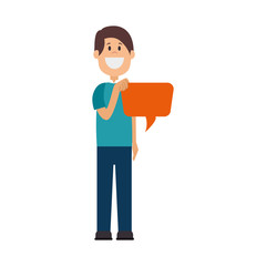 man avatar character with speech bubble vector illustration design